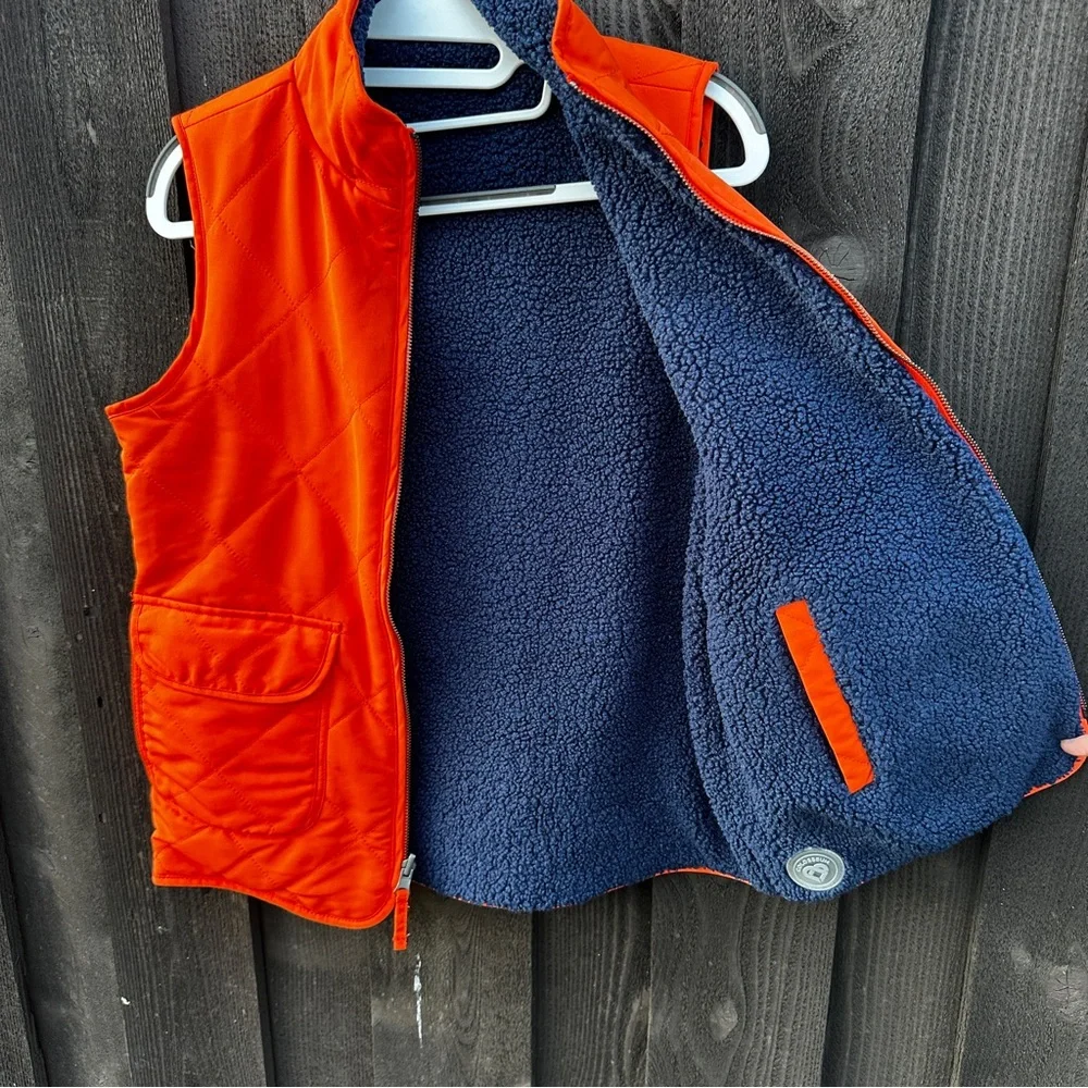 Colosseum Auburn University reversible blue and orange vest wooly fleece size S